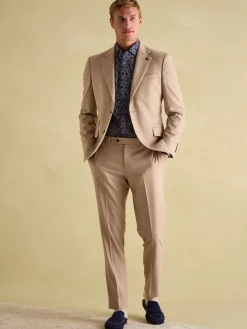 Outlet Joules Tan Brown Slim Fit Flannel Suit Jacket TanBrown