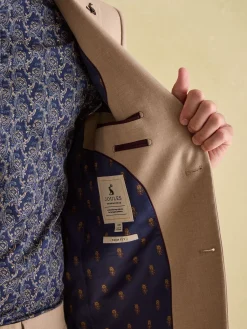 Outlet Joules Tan Brown Slim Fit Flannel Suit Jacket TanBrown