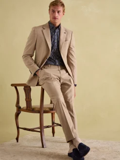 Outlet Joules Tan Brown Slim Fit Flannel Suit Jacket TanBrown