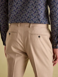 Discount Joules Tan Brown Slim Fit Flannel Suit Trousers TanBrown