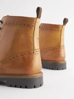 Discount Joules Tan Leather Cleated Brogue Boots TanLeather