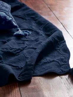 Joules Tapestry 100% Cotton Throw Blue