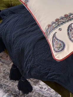 Joules Tapestry 100% Cotton Throw Blue