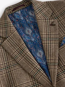 Sale Joules Taupe Brown Slim Fit Check Blazer TaupeBrown