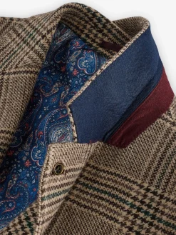 Sale Joules Taupe Brown Slim Fit Check Blazer TaupeBrown