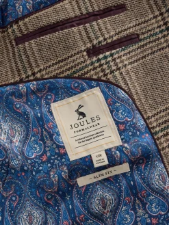 Sale Joules Taupe Brown Slim Fit Check Blazer TaupeBrown