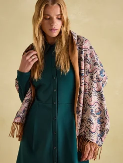 Hot Joules Templeton Silk and Wool Blend Double Sided Scarf Natural