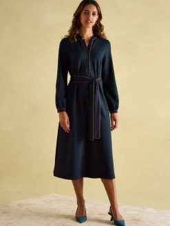 Clearance Joules Thea Ponte Long Sleeve Dress Navy