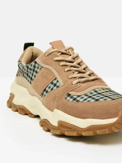 Clearance Joules Trek Natural Check Trainers NaturalCheck