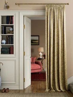 Online Joules Twilight Ditsy Set of 2 Blackout Pencil Pleat Curtains Gold