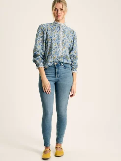 Online Joules Valentina Broderie Trim Blouse Blue/White