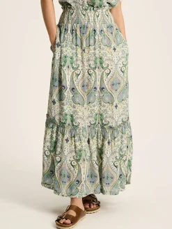 Clearance Joules Verity Blue & Green Tiered Skirt Blue&Green