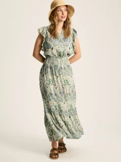 Clearance Joules Verity Blue & Green Tiered Skirt Blue&Green