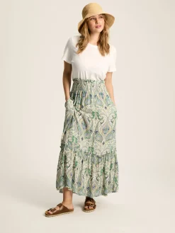 Clearance Joules Verity Blue & Green Tiered Skirt Blue&Green