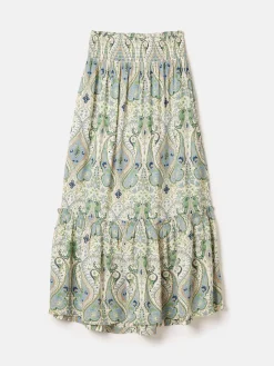 Clearance Joules Verity Blue & Green Tiered Skirt Blue&Green