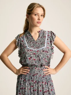 Joules Verity Frill Shoulder Sleeveless Blouse Multi