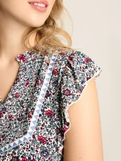 Joules Verity Frill Shoulder Sleeveless Blouse Multi