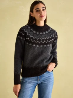 Discount Joules Victoria Charcoal Grey Fair Isle Jumper CharcoalGrey