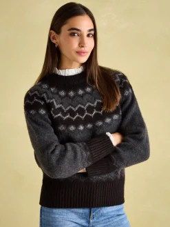 Discount Joules Victoria Charcoal Grey Fair Isle Jumper CharcoalGrey