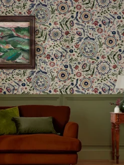 Joules Festival Flowers Antique 10M Wallpaper White