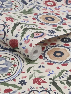 Joules Festival Flowers Antique 10M Wallpaper White