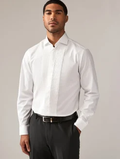 Outlet Joules Pleated Bib Front Dress Shirt White