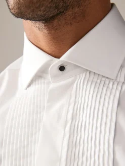 Outlet Joules Pleated Bib Front Dress Shirt White