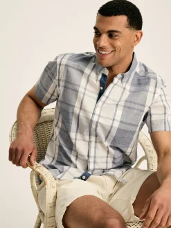 Hot Joules Wilson Checked Classic Fit Short Sleeve Shirt Blue