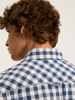 New Joules Wilson Gingham Classic Fit Short Sleeve Shirt Blue