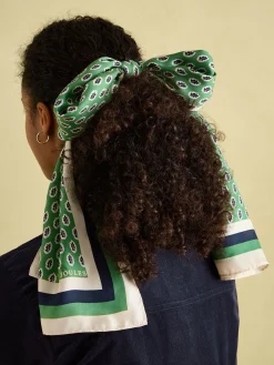 Joules Windsor Printed Long Silk Scarf Green