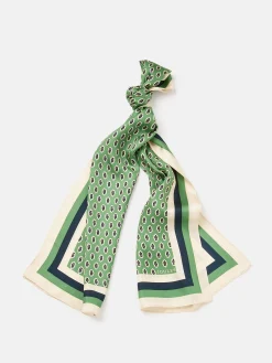 Joules Windsor Printed Long Silk Scarf Green