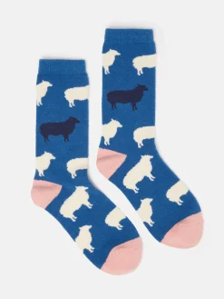Hot Joules Women's Amble Icon Socks (size 4-8) Blue
