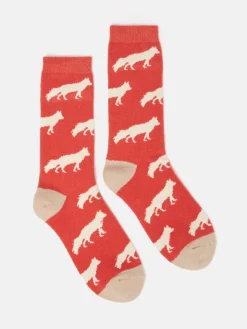 Joules Women's Amble Icon Socks (size 4-8) Red