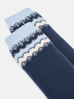 Best Joules Women's Chalet Fair Isle Fleece Lined Socks (size 4-8) Navy