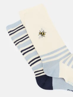 Joules Women's Everyday 2 Pack Socks (size 4-8) Blue