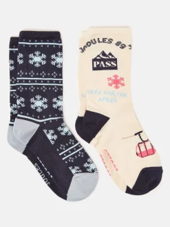 Best Joules Women's Everyday 2 Pack Socks (size 4-8) Cream/Navy