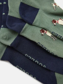 Sale Joules Women's Everyday 2 Pack Socks (size 4-8) Green/Navy