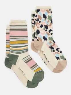 Discount Joules Women's Everyday Multi Animal 2 Pack Socks (size 4-8) MultiAnimal