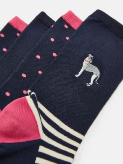 New Joules Women's Everyday 2 Pack Socks (size 4-8) Navy