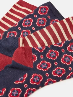 Clearance Joules Women's Everyday 2 Pack Socks (size 4-8) Navy/Red