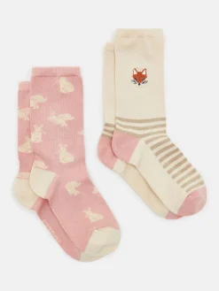 Discount Joules Women's Everyday 2 Pack Socks (size 4-8) Neutral/Blush