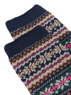 Discount Joules Women's Lucille Fairisle Pattern Socks Navy