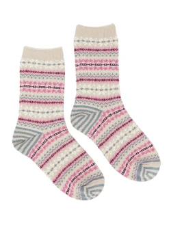 Discount Joules Women's Lucille Fairisle Pattern Socks Oatmeal