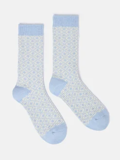 Online Joules Women's Toasty Cosy Geometric Socks (size 4-8) Blue