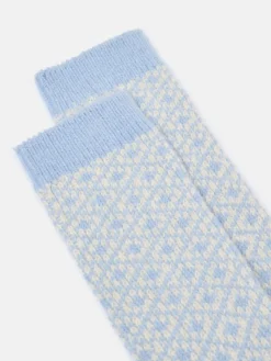 Online Joules Women's Toasty Cosy Geometric Socks (size 4-8) Blue