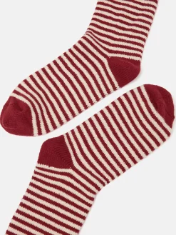 Online Joules Women's Toasty Cosy Striped Socks (size 4-8) Burgundy