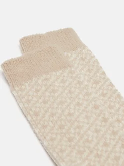 Online Joules Women's Toasty Cosy Geometric Socks (size 4-8) Oatmeal