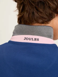 Sale Joules Woody Blue Colour Block Regular Fit Cotton Pique Polo Shirt BlueColourBlock